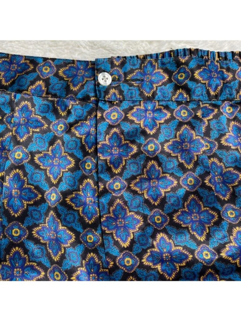 Vintage Christian Dior Boxers Shorts XL Blue Geometric Medallion Pajama